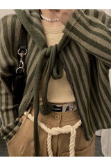 Cardigan en tricot rayé grunge d'automne