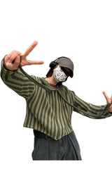 Cardigan en tricot rayé grunge d'automne