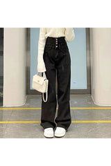 Fall High Waist Black-Gray Denim