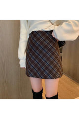 High Waist Plaid Skirt