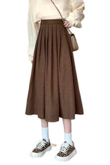 High Waist Pleated Skirt Elegant College Style