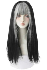 Perruque crépue lisse avec mèches