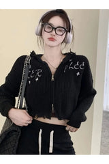 Cardigan court ajouré d'automne