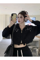 Cardigan court ajouré d'automne