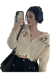 Fall Hollow Out Cropped Cardigan