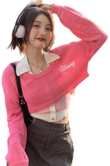 Pull court ajouré d'automne