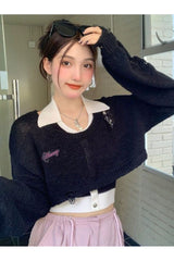 Pull court ajouré d'automne