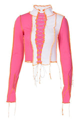 Oberteil mit Aussparungen und Bindeband vorne