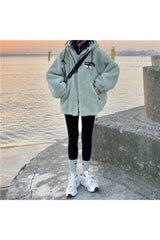 Hooded Lamb Plush Sweatshirt