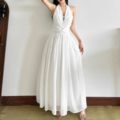 Halter Neck Shirred Dress