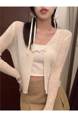 Cardigan de protection solaire en soie glacée d'automne