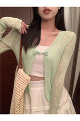 Cardigan de protection solaire en soie glacée d'automne