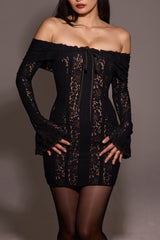 Emma Off Shoulder Floral Lace Mini Dress