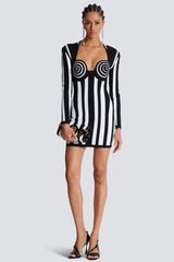 Doris Sweetheart Striped Knit Mini Dress-Sunfere
