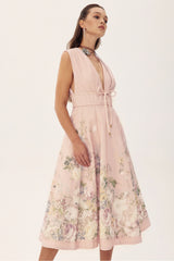 Hannah Floral Printed Sleeveless Midi Dress