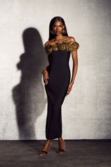 Martha One Shoulder Rosette Maxi Dress