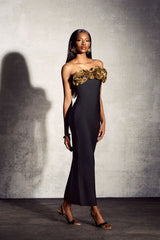 Martha One Shoulder Rosette Maxi Dress