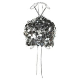 Halter-Neck Dackless Sequined Crop Top