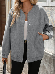Grey Long Sleeved Knitted Jacket