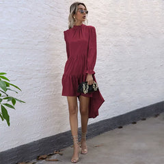 Irregular Long-Sleeved Swallowtail Dress