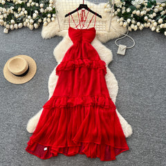 Erica Pleated Ruffle Metallic Chiffon Maxi Dress