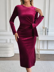 Elegant Date Long-Sleeved Slit Hip Dress
