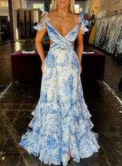 Floral Tiered Prom Dresses