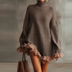 High-Neck Patchwork Sweater