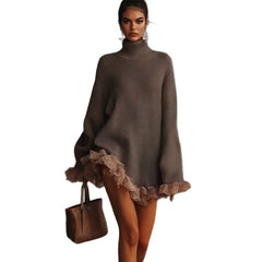 High-Neck Patchwork Sweater