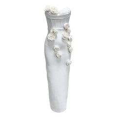 Lydia Floral Applique Strapless Midi Dress