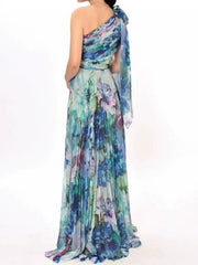Valerie Pleated One-shoulder Maxi Dress