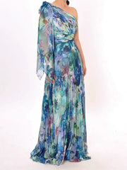 Valerie Pleated One-shoulder Maxi Dress
