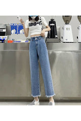 Herbst-Indie-Jeans mit hoher Taille und schmaler Passform