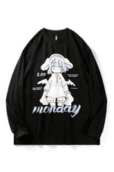 Herbst Kawaii Anime Übergroße Hoodies