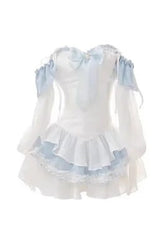 Ensemble mini-robe à nœud bleu kawaii