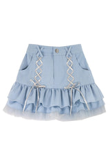 Kawaii Blue Mini Skirt