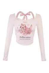 Kawaii Cat Print Mini Skirt Set