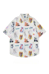 Chemise boutonnée à imprimé chaton kawaii