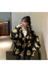 Sweat à capuche surdimensionné motif ours mignon kawaii d'automne