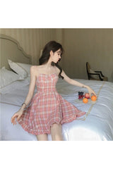 Kawaii Sleeveless Sweet Plaid Dress