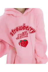 Herbst Kawaii Erdbeermilch Hoodie