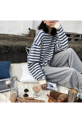 Kawaii Striped Cotton Sweatshirt
