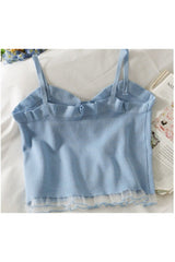 Gestricktes Crop-Top mit Erdbeer-Print