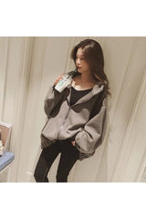 Herbstlicher Kapuzenpullover mit koreanischem Rückendruck