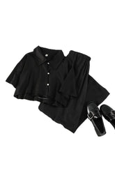 Korean Black 2 Piece Set Pants & Crop Top