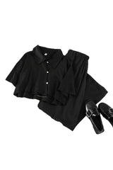 Korean Black 2 Piece Set Pants & Crop Top