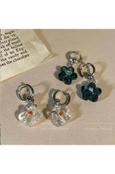 Boucles d'oreilles créoles à fleurs coréennes