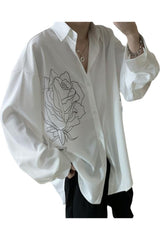 Bluse mit koreanischem Blumenmuster