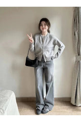 Cardigan en tricot gris Acubi d'automne