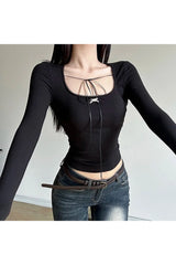 Koreanische T-Shirts mit Spitzenbesatz